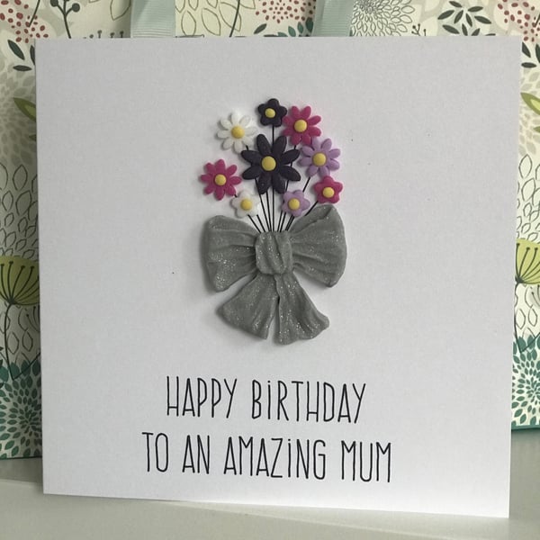 Happy Birthday Mum - Birthday Flower Bouquet - Birthday card for mum