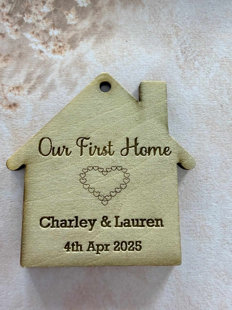 Personalised wooden house keyring- A thoughtful new home gift