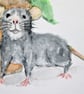 Little Fieldmouse and pots of Violet Flowers. Painting - Image 4