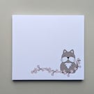 Cat memo pad, cherry blossom memo pad, handmade memo pad