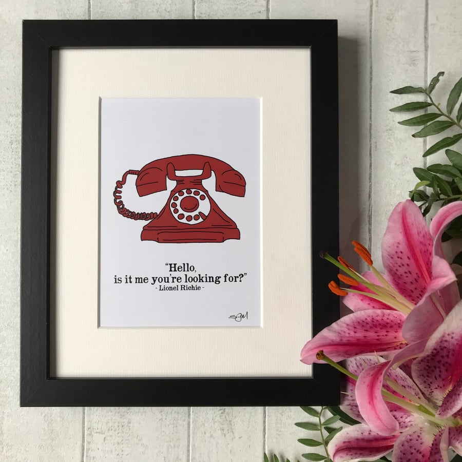 Hello - is it me you're looking for? - Mounted Print - Red Telephone