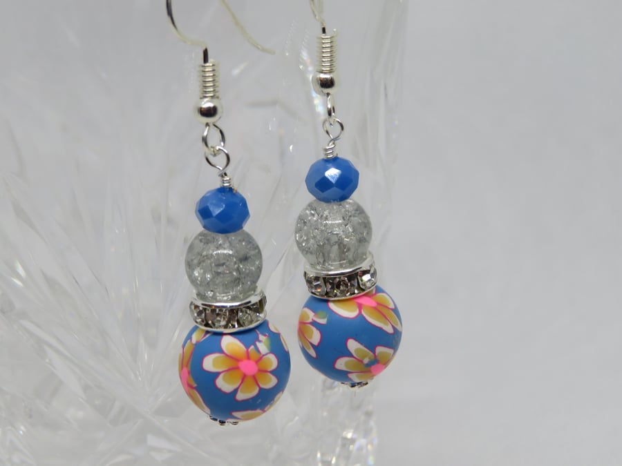 Lucy Blue Polymer Clay Earrings