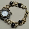 Midnight Sun Black Agate & Crackle Quartz Beaded Watch