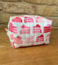 Pink Cake Slices Quilted Fabric Box Shape Makeup Bag