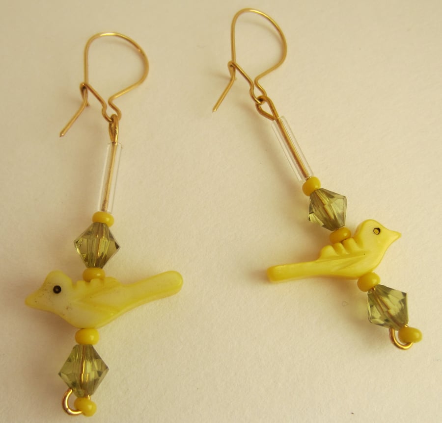 SALE Yellow Bird Earrings % to Ukraine