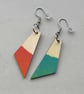 Hand Painted Wooden Earrings – Sunset & Sea Geometric Plywood Earrings