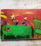 ' the bees came to tea ' small oil painting on reclaimed wood - Image 4