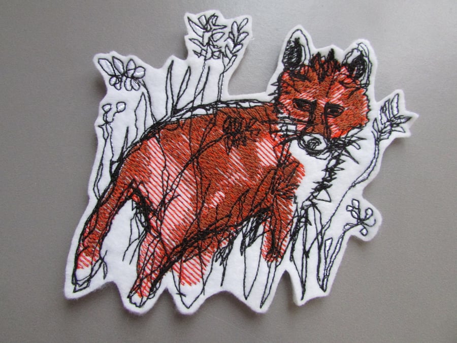 Embroidered Fox Applique Patch