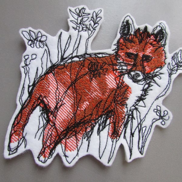 Embroidered Fox Applique Patch