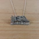Sterling Silver Stamped Moody Cow Necklace (SKU201025C)