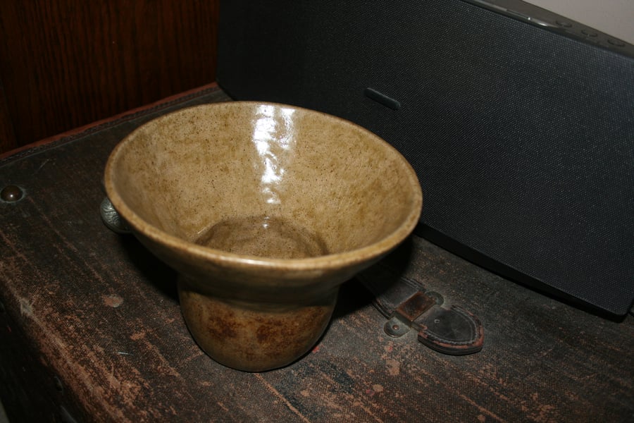 Handmade coiled stoneware oatmeal glazed ceramic decorative pot
