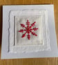 Red snowflake, hand embroidered 'Scandi' Christmas card, recycled card - Image 5