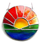 Sunrise Picture Stained Glass Suncatcher Handmade Sea Ring 