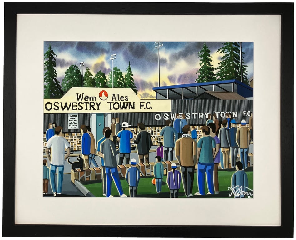 Oswestry Town F.C Framed Football Art Print. 20" x 16" Frame Size