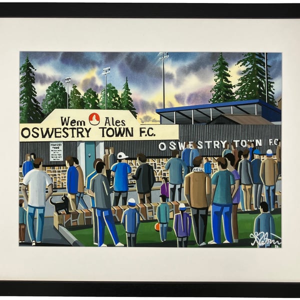 Oswestry Town F.C Framed Football Art Print. 20" x 16" Frame Size