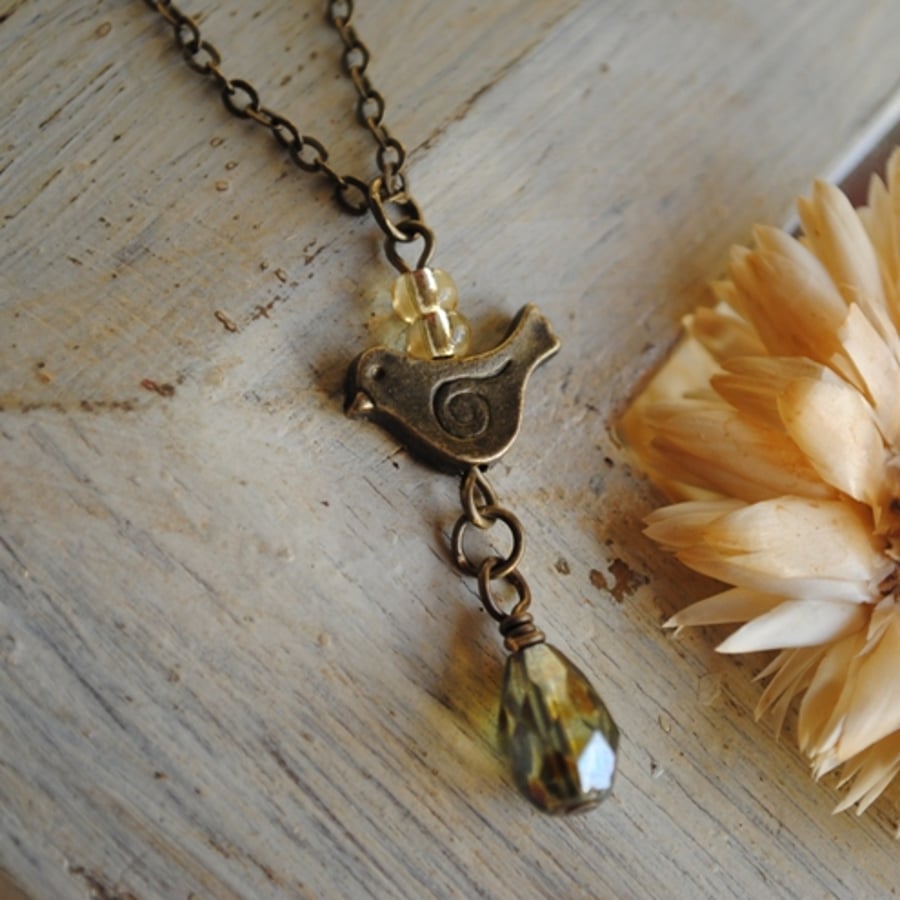 Copper bird necklace