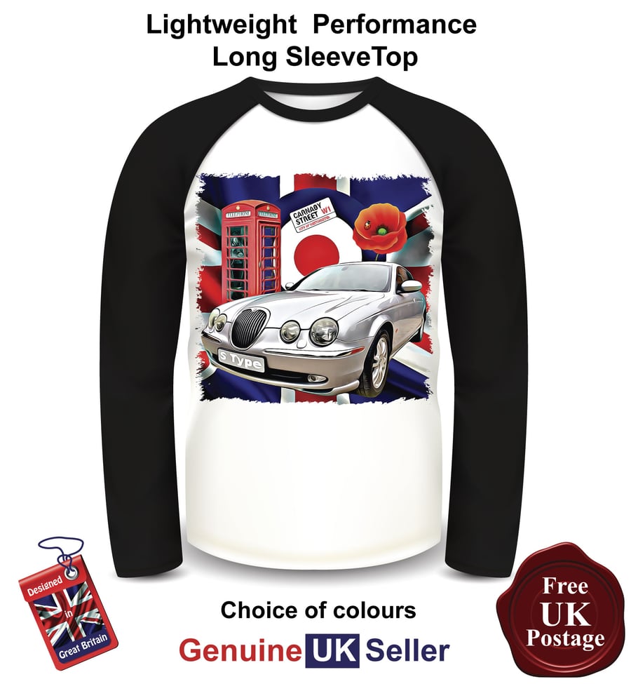 Jaguar S Type, Sliver Jag Long Sleeve T Shirt, Jaguar S Type Mens Top