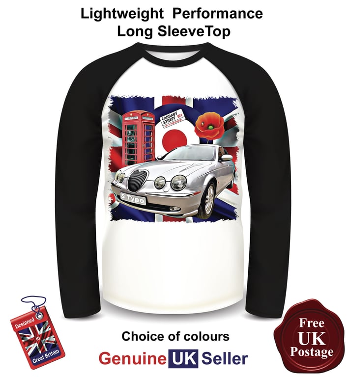 Jaguar S Type, Sliver Jag Long Sleeve T Shirt, Jaguar S Type Mens Top