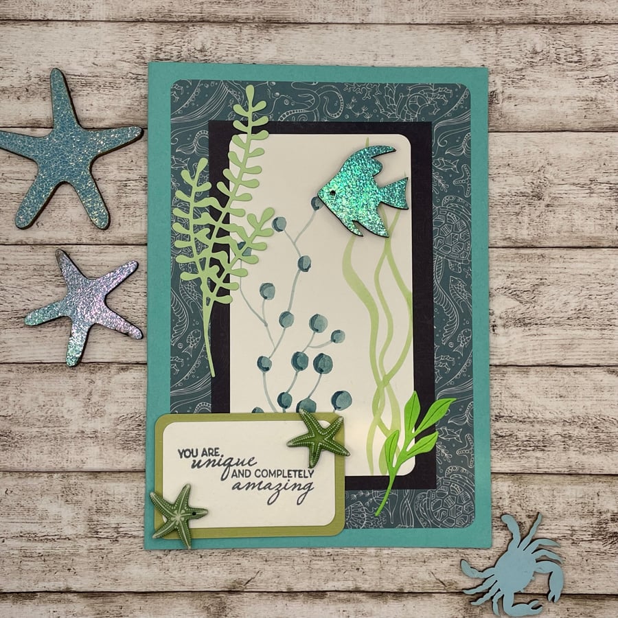 "You are unique and completely amazing" handmade nautical card