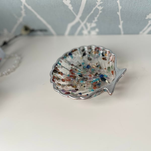 Handmade 10cm Shell Shaped gemstone crystal Trinket Tray Bowl Dish Gemstones