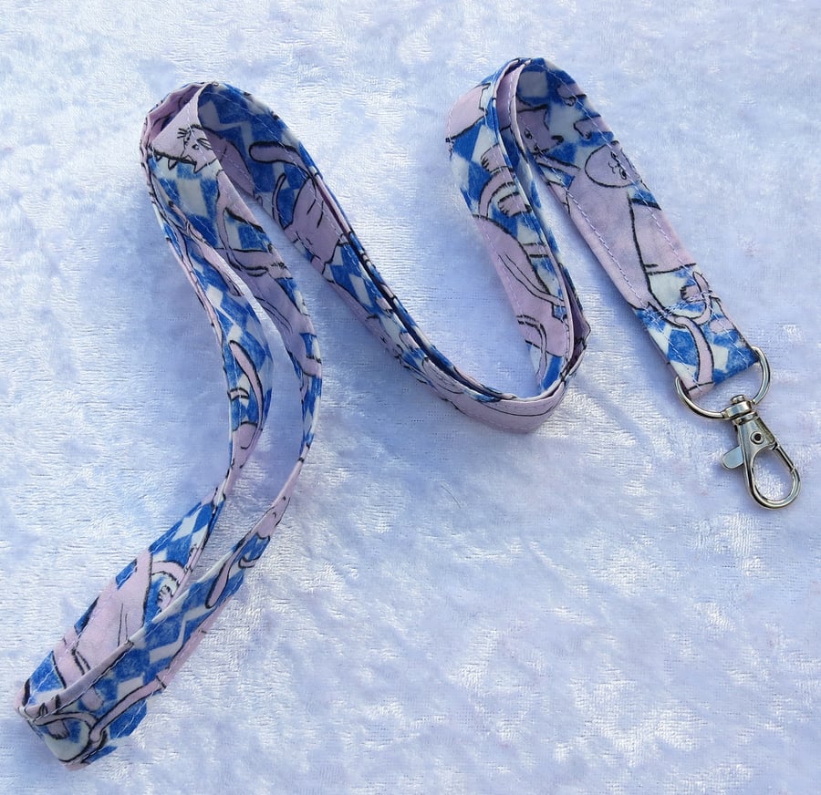 Liberty Tana Lawn lanyard, with swivel lobster clip, cats