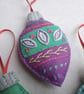 Bauble Retro Christmas Decoration hand embroidered felt  - Image 3