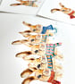 Watercolour Art Print - The Scarf Squad Rabbits Berry Kale Chomp Fennel & Fig - Image 2