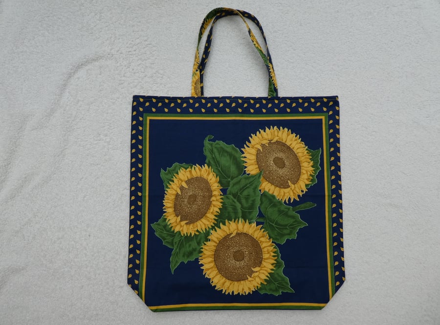 Sunflower Bag. Shopping Tote. Fully Lined with Inside Pocket.