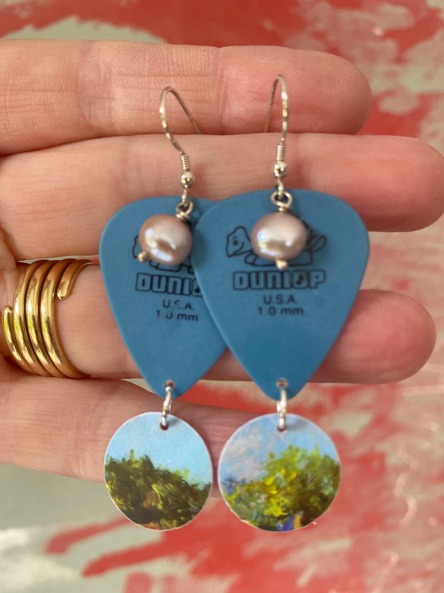 Perfectly Imperfect Skyscape Recycled Plectrum Earrings