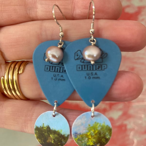 Perfectly Imperfect Skyscape Recycled Plectrum Earrings