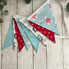 Handmade Fabric Bunting 8 Flags in Christmas Polar Bear & Penguin Design