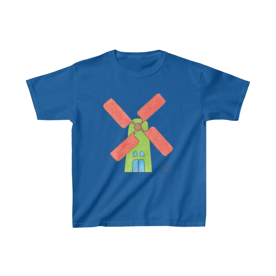 Farm Windmill Kids Heavy Cotton Tee hand drawn by Bikabunny