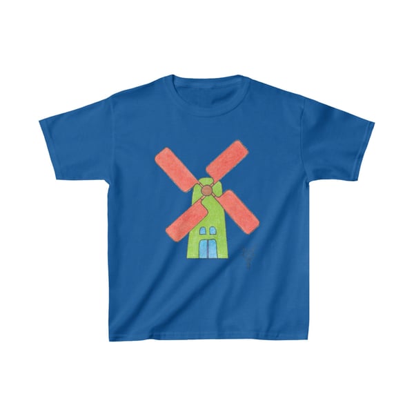 Farm Windmill Kids Heavy Cotton Tee hand drawn by Bikabunny
