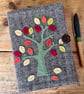 Notebook & Journal Cover with Tree Decoration in Vintage Welsh Tweed & Felt - Image 1