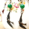 Earrings, pretty swooping bird . Boho,prom,wedding,party,evening