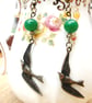 Earrings, pretty swooping bird . Boho,prom,wedding,party,evening