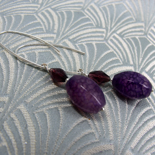 Long Purple Dangle Earrings, Long Purple Earrings  CC44