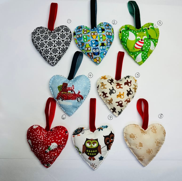 Fabric heart decorations SET 3
