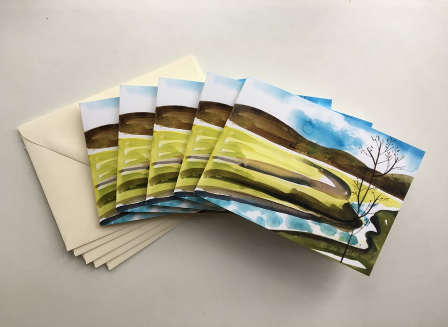 Pack of five printed greetings cards North Wales Estuary