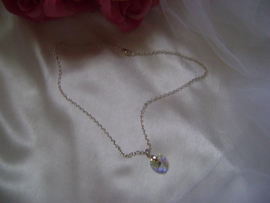 Swarovski Crystal Bridal Heart Necklace