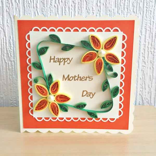 Mother’s Day card - quilled flowers