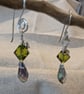 Green Swarovski Crystal Bicones and Chinese Crystal Drop Earrings - Image 2