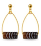 Natural Striped Agate Teardrop Earrings in Gold Tone