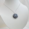 Round black labradorite pendant necklace 