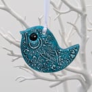 Clay bird hanging decoration, pretty gift for her, Mothers day idea