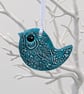 Clay bird hanging decoration, pretty gift for her, Mothers day idea