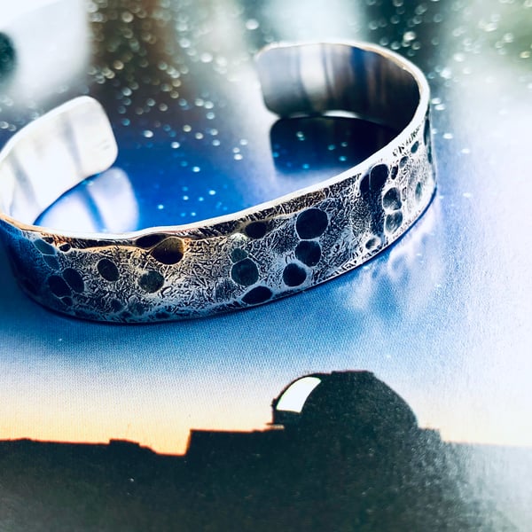 Sterling silver cuff - Moon texture - moon gifts - Textured Silver - unique