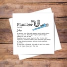 Plumber Personalised Definition Card - birthday, thank you, good luck
