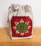 Double Sided Fabric Christmas Gift Bag – Snowflake and Holly Motif  - Image 6