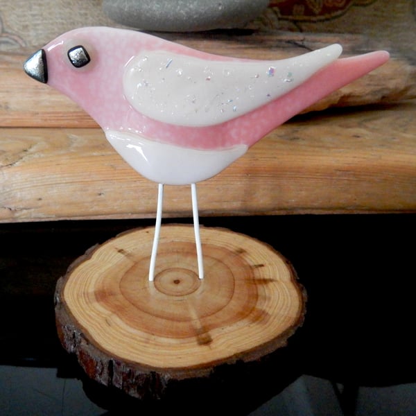 Artist made Fused Glass Little Bird.